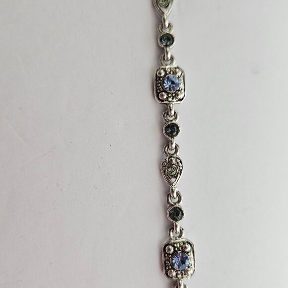 Vintage Style Trifari Bracelet & Stud Earrings Rare Gift Set Blue Stones 2000s - Picture 12 of 17